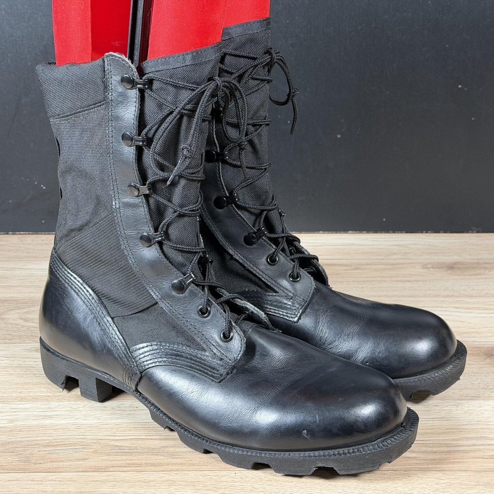 Vintage Ro-Search Boots Mens Size 10.5 W Black Leather Combat Spike Protective